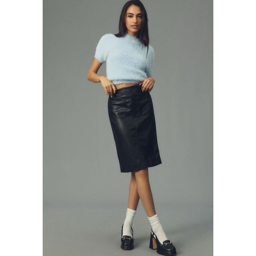 ANTHROPOLOGIE MAEVE Women's Colette Straight Pencil Skirt MEDIUM Faux Leather - Picture 14 of 16
